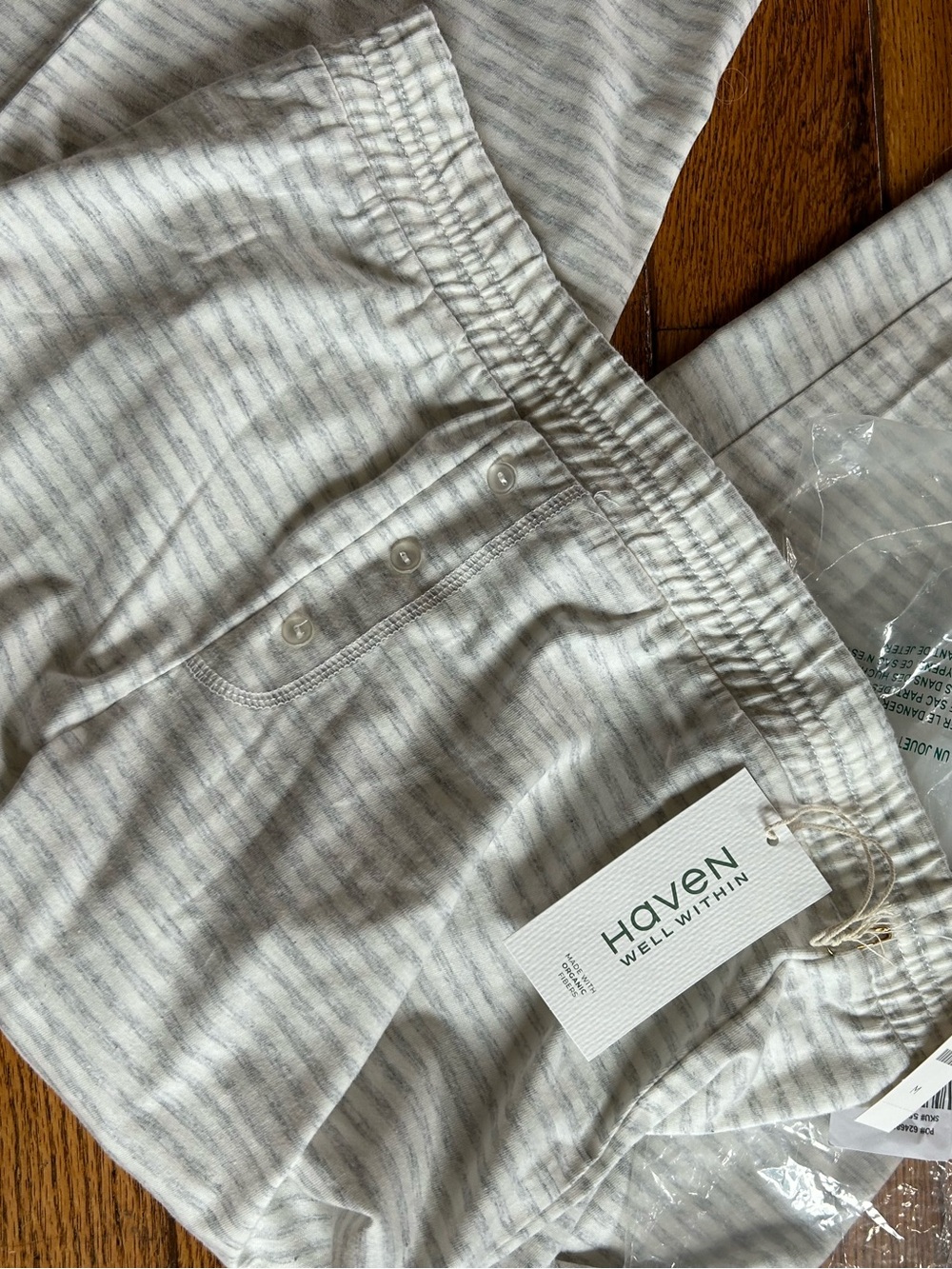 NWT Haven Well Within Cozy Gray Striped Lounge Joggers Medium travel pajama